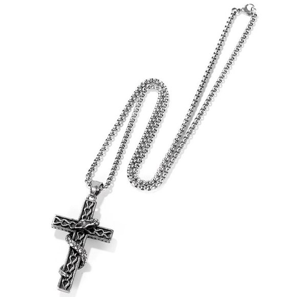 men snake cross necklace - Picture 2 of 4
